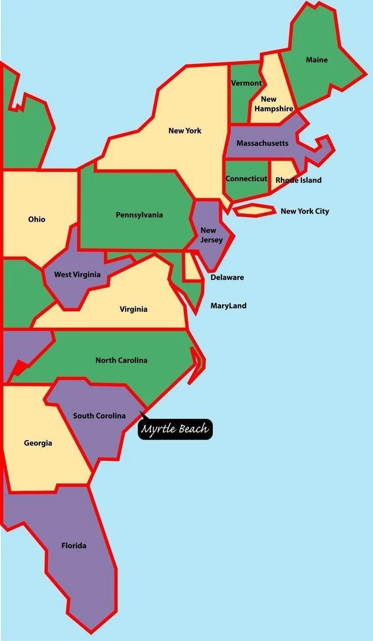 Printabel US East Coast Map