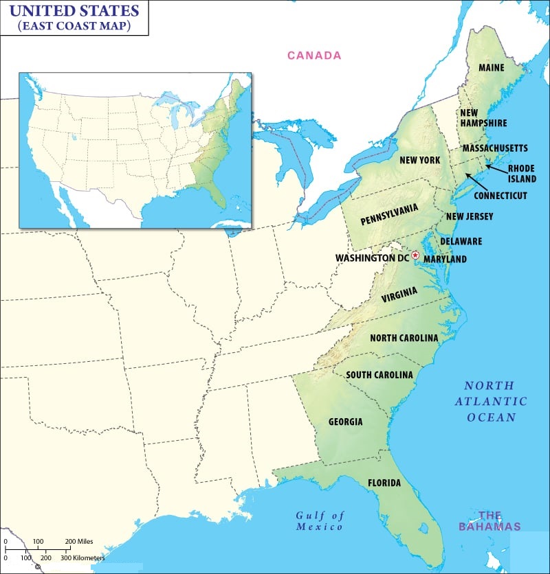 U.S East Coast Map