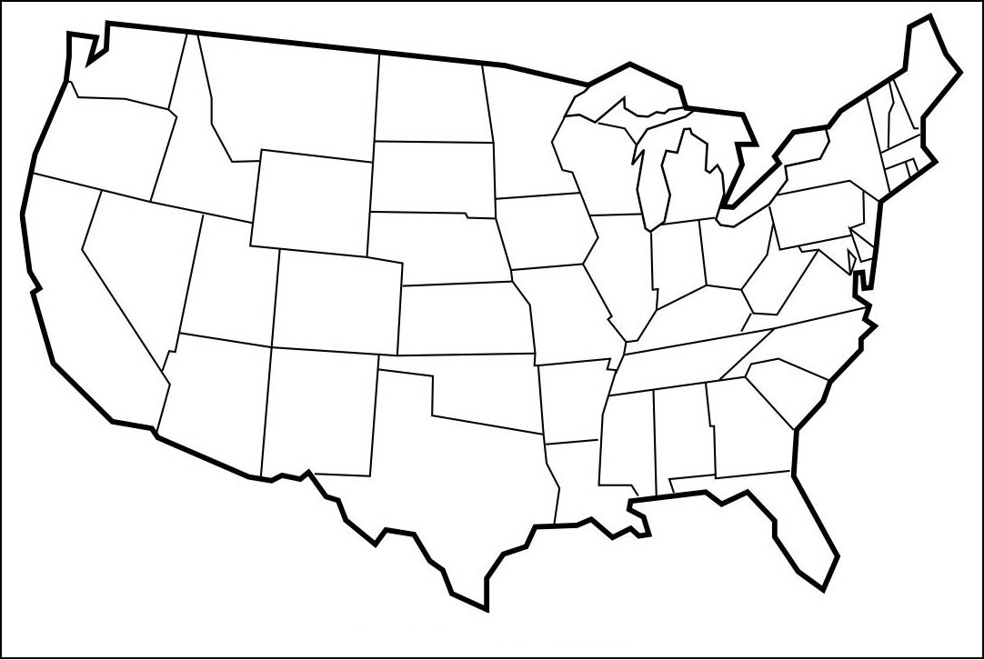 Free Labeled Map of United States America (US) - Map of Worlds