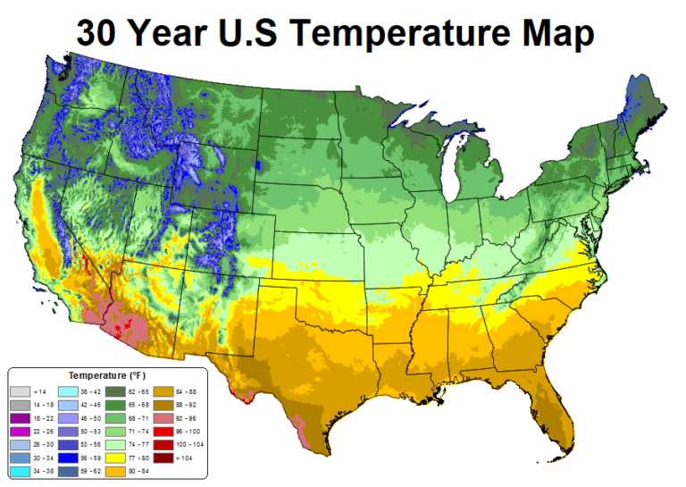 Free United States America Temperature Map (US) - Map of Worlds