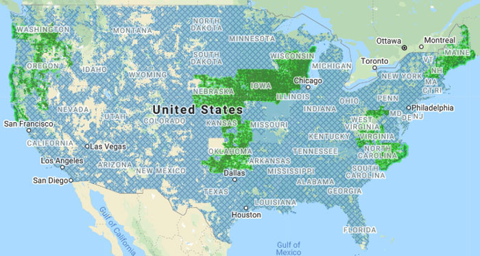 Free United States (US) Cellular Network Map - Map of Worlds