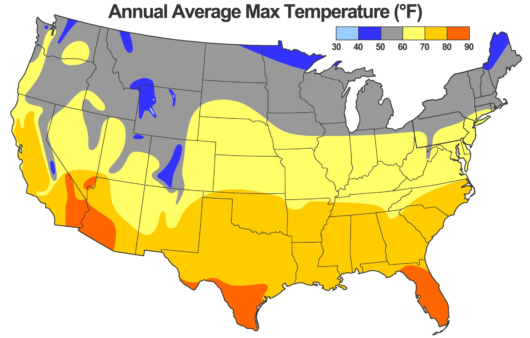 Среднегодовая температура в сша. Климатическая карта США со Штатами. Климатические пояса США карта. Климатические зоны США карта. Среднегодовая температура в США по Штатам.